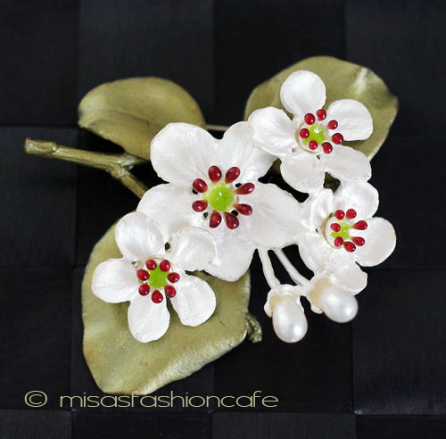 （画像用） マイケルミショーブローチ 真珠　梨の花　再販