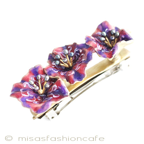 （画像用） マイケルミショー 真珠・朝顔　バレッタ