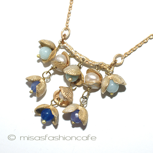 （画像用） マイケルミショーネックレス 真珠・天然石24Kgp　貝殻