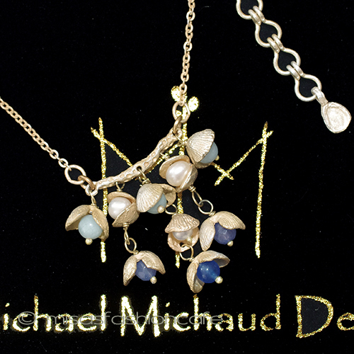 （画像用） マイケルミショーネックレス 真珠・天然石24Kgp　貝殻