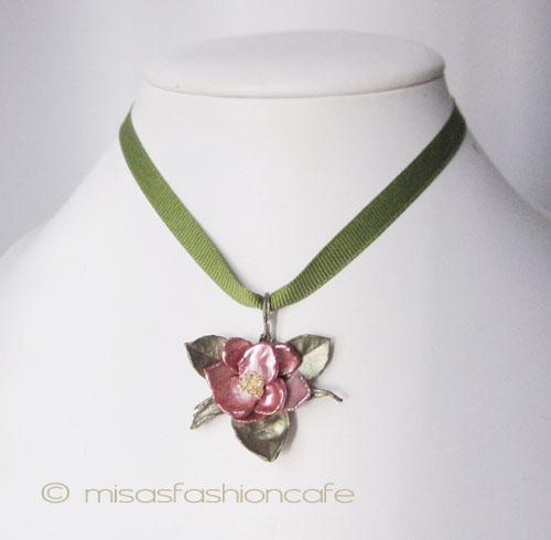 （画像用） マイケルミショー ネックレス 真珠・ケシパールのローズ