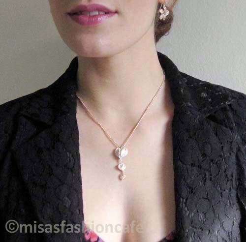 （画像用） Michaud ネックレス ハート型フラワー（真珠）