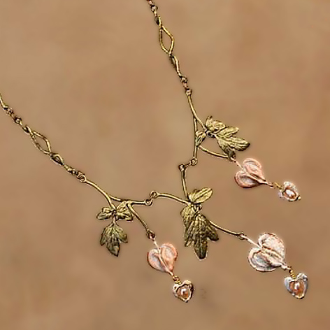 （画像用） マイケルミショー ネックレス 真珠・タイツリソウ