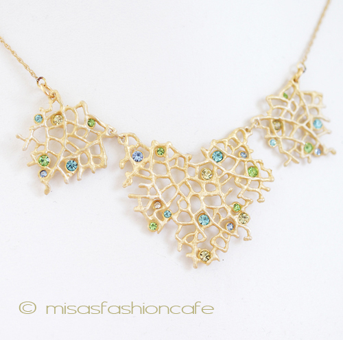 （画像用） Michaud ネックレス　新着 　スワロフスキーの珊瑚