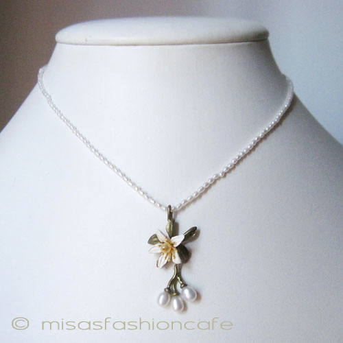 （画像用） マイケルミショー ネックレス 　オレンジの花　真珠