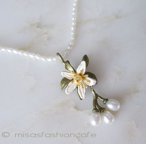 （画像用） マイケルミショー ネックレス 　オレンジの花　真珠