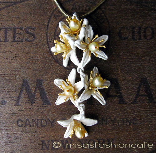 （画像用） マイケルミショー ネックレス 　オレンジの花　真珠