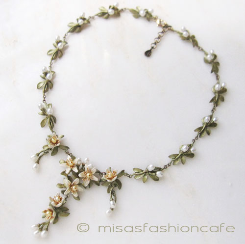 （画像用） Michaudネックレス　再販 オレンジの花　真珠