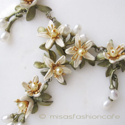 （画像用） Michaudネックレス　再販 オレンジの花　真珠