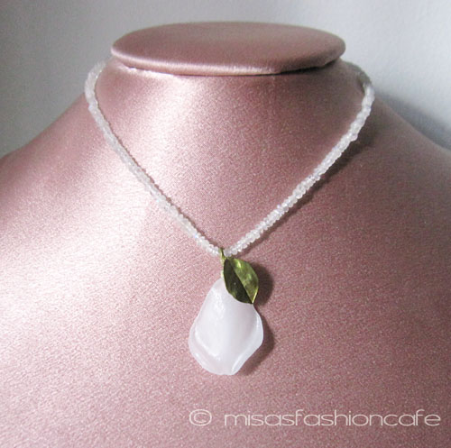 （画像用） マイケルミショー ネックレス 　天然石　薔薇（ホワイト）