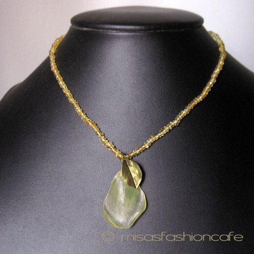 （画像用） マイケルミショー ネックレス 　天然石　薔薇（イエロー）