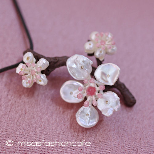 （画像用） Michaud 桜の木ネックレス 真珠 ケシパール　