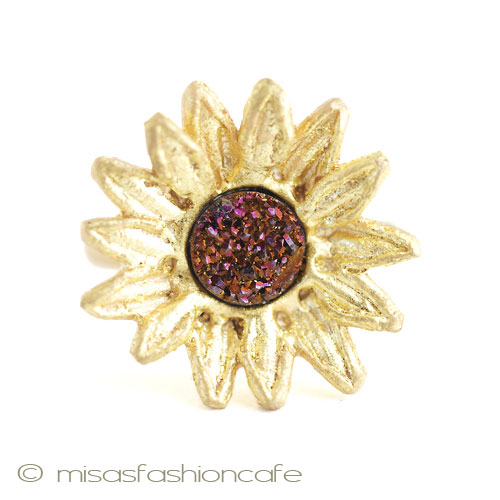 （画像用） マイケルミショー 天然石ひまわり　リング