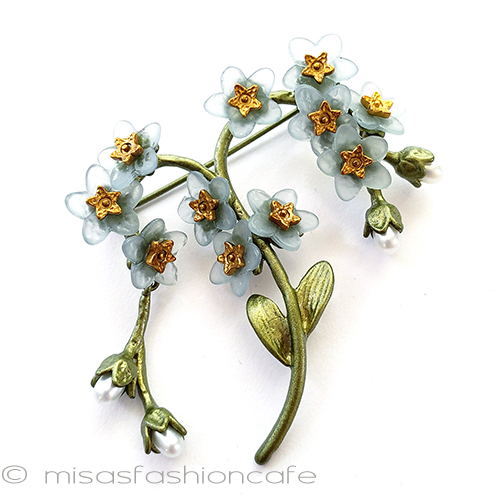 （画像用） 真珠　忘れな草の花 ボタニカルブローチ