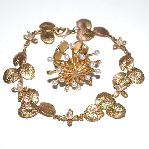 （画像用） マイケルミショー　セット 睡蓮ブレス＆真珠リング