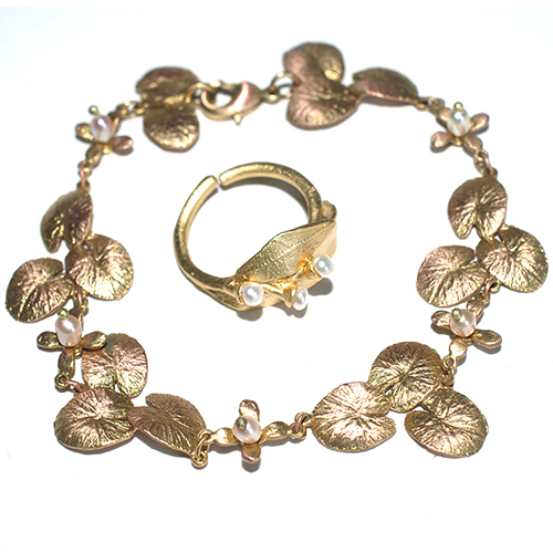 （画像用） マイケルミショー　セット 睡蓮ブレス＆真珠リング