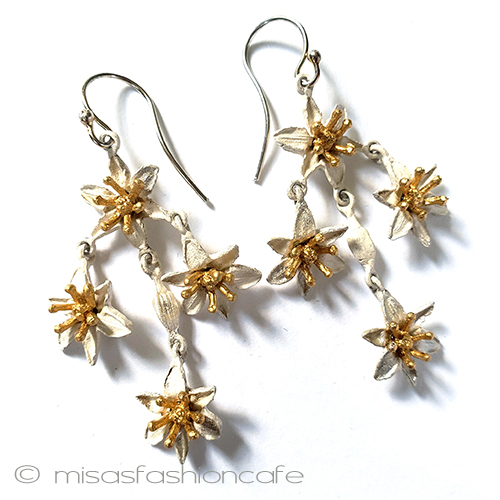 （画像用） ミショー花シャンデリア イヤリングまたはピアス　