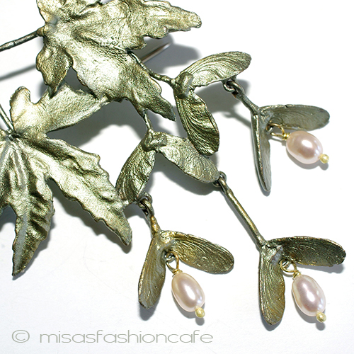 （画像用） マイケルミショー　真珠 紅葉もみじ　ブローチ