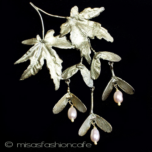 （画像用） マイケルミショー　真珠 紅葉もみじ　ブローチ