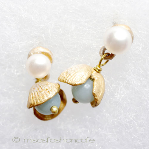 （画像用） マイケルミショー　ピアス 真珠・天然石・24Kgp貝殻