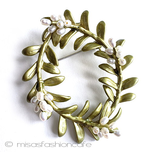 （画像用） 真珠の花リースブローチ フラワーコサージュ