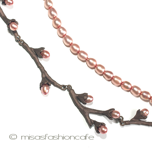 （画像用） マイケルミショーネックレス 真珠・桜サクラのつぼみ