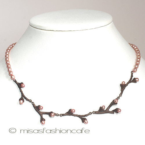 （画像用） マイケルミショーネックレス 真珠・桜サクラのつぼみ