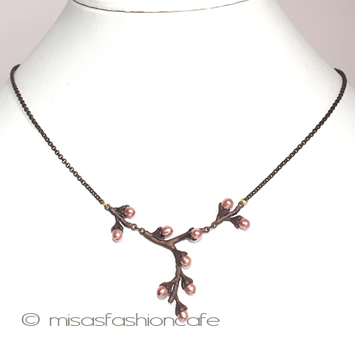 （画像用） マイケルミショーネックレス 真珠　桜サクラのつぼみ