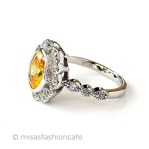 （画像用） サファイア＆トパーズ指輪 スターリング925刻印リング