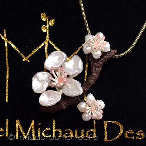 （画像用） マイケルミショーネックレス 真珠ケシパール　桜の木