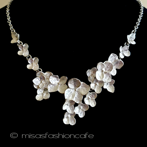 （画像用） 紫陽花　ネックレス シルバー　フラワー