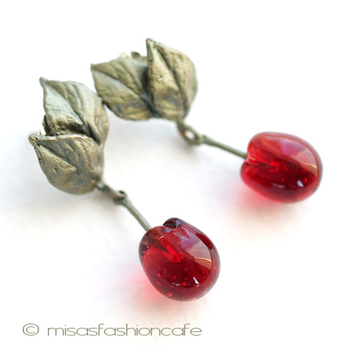 （画像用） マイケルミショー　ピアス ガラスのチェリー再販！