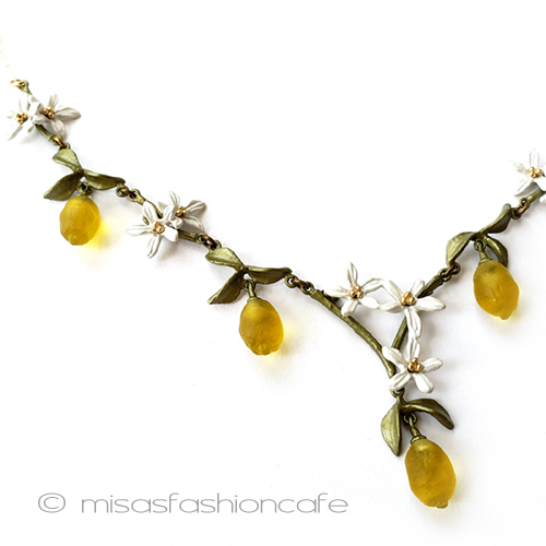 （画像用） レモンのネックレス 真珠＆花＆フルーツ果実