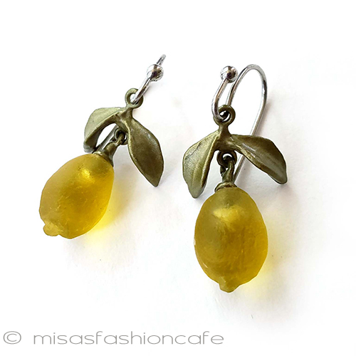 （画像用） レモンの果実アクセサリー ピアスまたはイヤリング