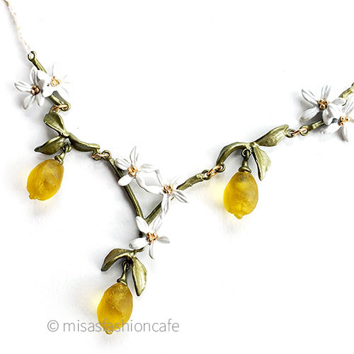 （画像用） レモンのネックレス 真珠＆花＆フルーツ果実