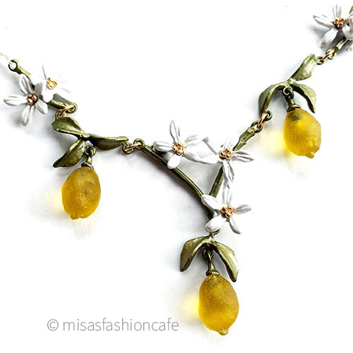 （画像用） レモンのネックレス 真珠＆花＆フルーツ果実