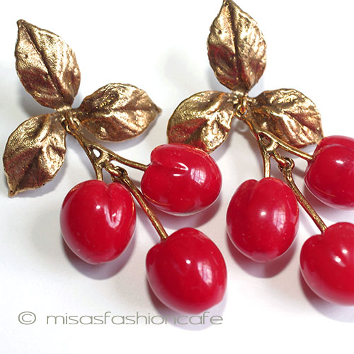 （画像用） マイケルミショー　ピアス アートガラス　チェリー