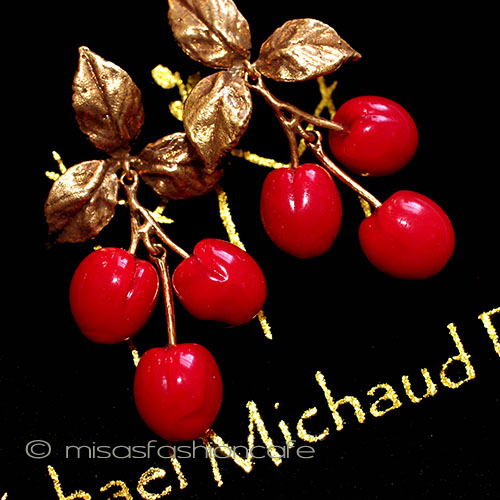 （画像用） マイケルミショー　ピアス アートガラス　チェリー