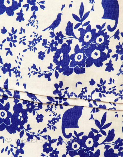 （画像用） Paul & Joe　スカート 　猫・鳥・花柄 （ブルー）