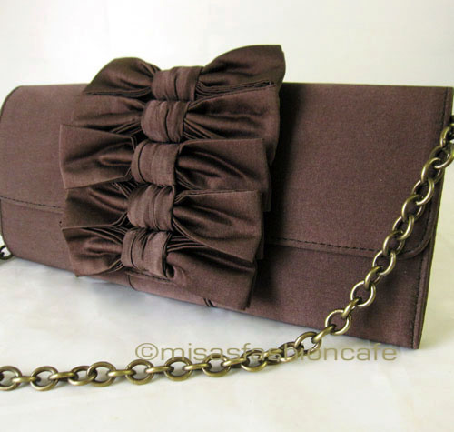 （画像用） SANTI サンティ クラッチ 　リボン（ブラウン）