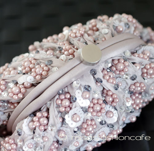 （画像用） SANTI サンティ　バッグ ピンク・パールのお花