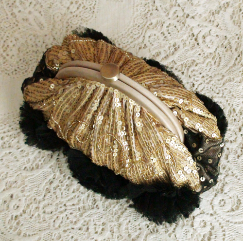 （画像用） SANTI サンティ クラッチ ゴールド&BLK （大）