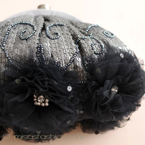 （画像用） SANTI サンティ クラッチ グレーｘBLKフラワー