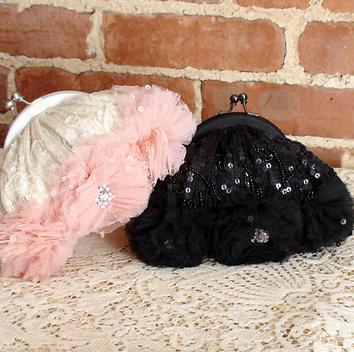 （画像用） SANTI サンティ クラッチ ブラック花 （小）