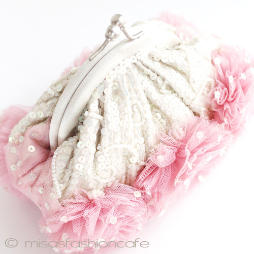 （画像用） SANTI サンティ クラッチ 　ピンクフラワー（小）
