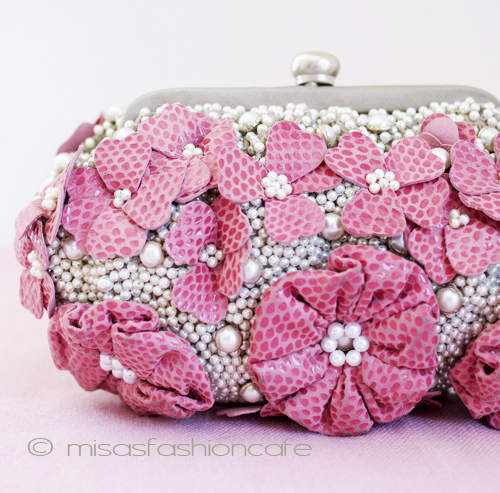 （画像用） SANTI サンティ クラッチ 　お花パールパヴェ