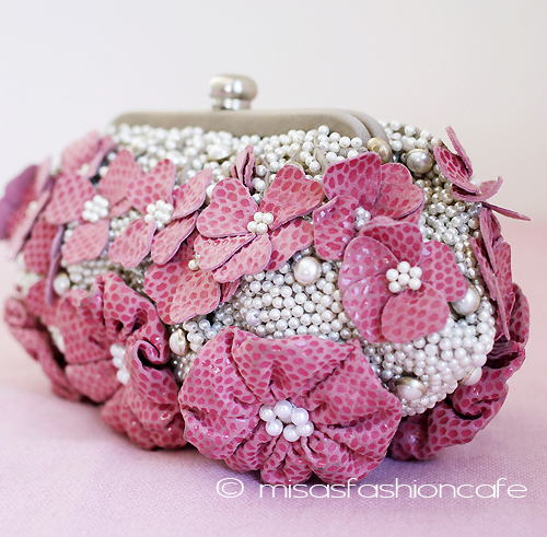 （画像用） SANTI サンティ クラッチ 　お花パールパヴェ