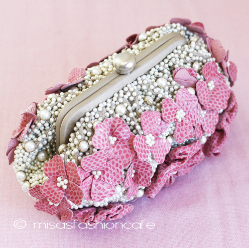 （画像用） SANTI サンティ クラッチ 　お花パールパヴェ