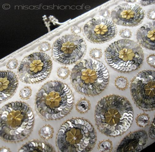 （画像用） SANTI サンティ クラッチ シルバー＆ゴールド小花