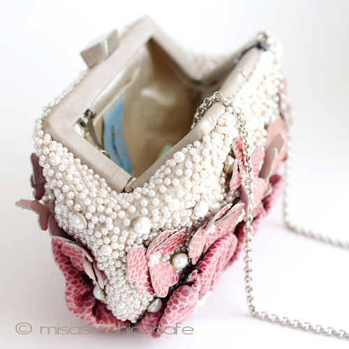 （画像用） SANTIサンティ　バッグ パール＆レザーフラワー